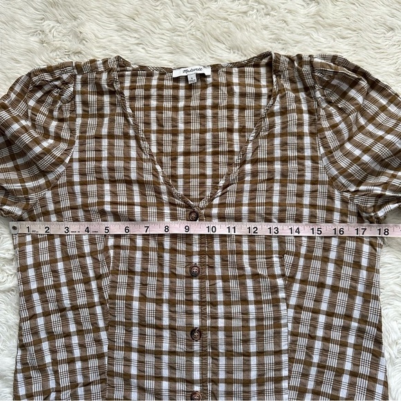 Madewell Shirt Westover Top Button Front in Sandown Plaid Weathered Olive 6 - Picture 10 of 12